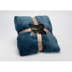 Plaid luxe 130x170 bleu nuit 