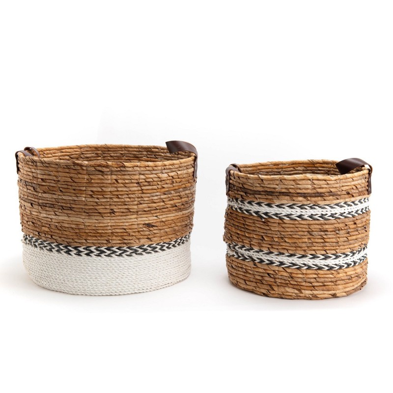 Panier rond anse cuir cheap