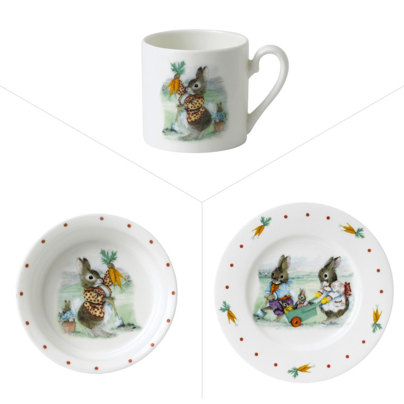 Set enfant mug, assiette Plate et assiette creuse Lapin