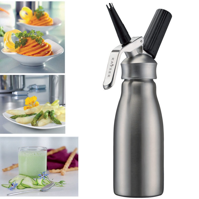 YOOCOOK - Siphon chantilly Aluminium 0,5 L pour Crème Chantilly et Desserts  - Siphon Cuisine 500ml pour Verrines, Sauces, Espumas et Huiles Infusées -  À utiliser avec cartouche Siphon 8g N2O 