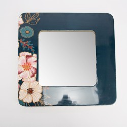 Miroir carré floral 50 cm 