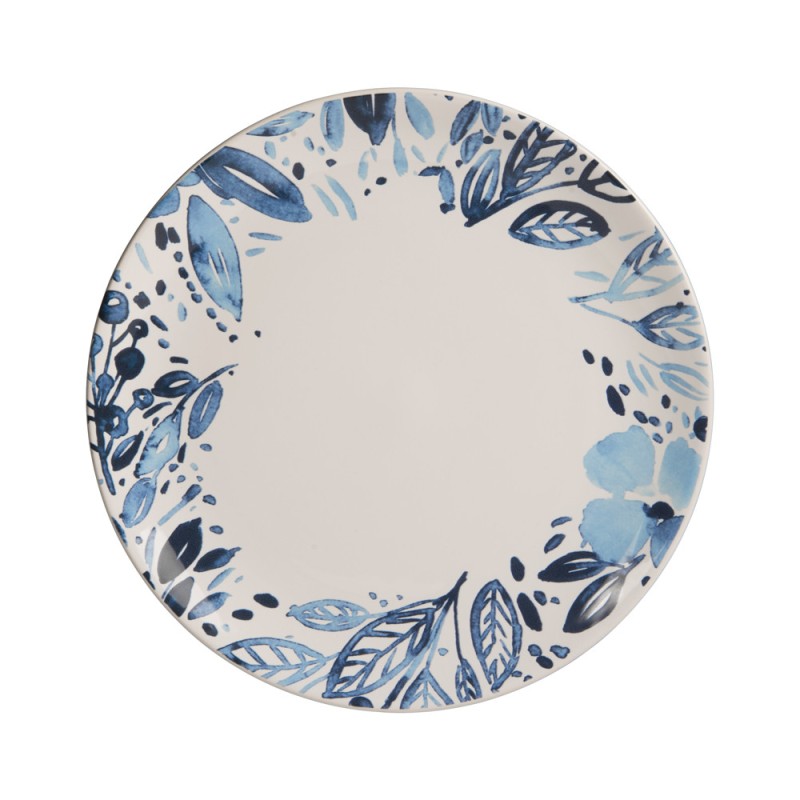 Assiette plate Jardin bleu 27 cm (lot de 6)