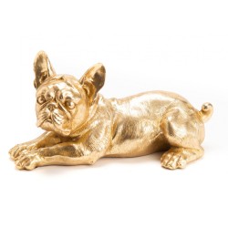 Bulldog allongé doré 31 cm 