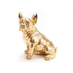 Bulldog assis doré 28 cm 