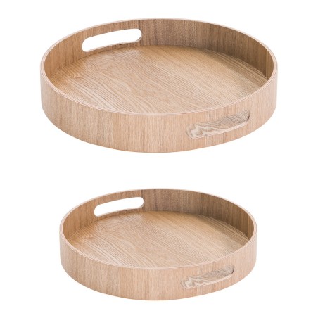 Set de 2 plateaux ronds 35.5 cm et 40,5 cm noir en bois