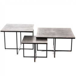 Lot de 3 tables basses étain 