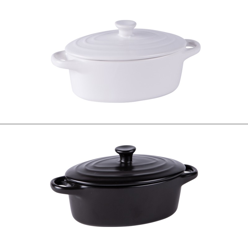 Mini cocotte ovale 16 cm en grès (lot de 2)