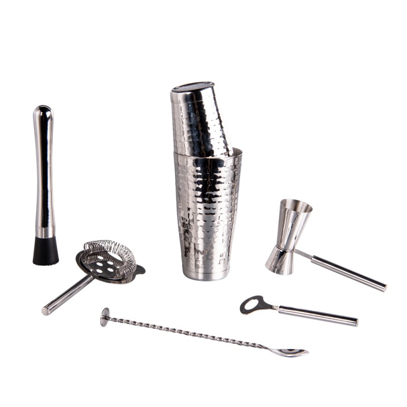 Kit cocktail shaker coffret 5 pièce accessoire barman acier