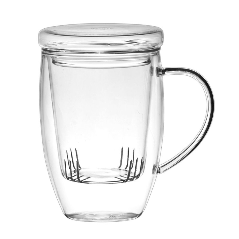 Tisanière avec anse filtre couvercle borosilicate 45 cl.