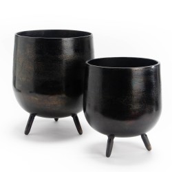 Set de 2 cache pots noir 