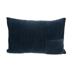 Coussin plis en velours bleu 