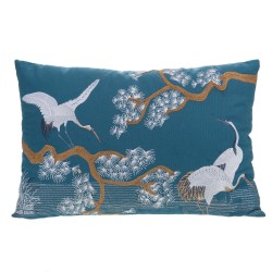 Coussin grues bleu 40x60 cm