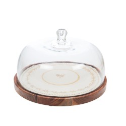 Plat à Cake En Porcelaine Motif Chalet - Dimensions 35x15 Cm - Idéal Pour Cuisson Et Service, Style Rustique