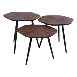 Set de 3 tables Hexa noyer...