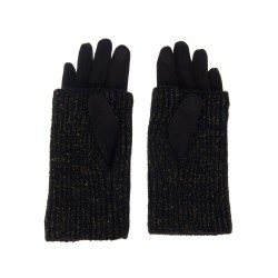 Gant en tricot et suédine noir