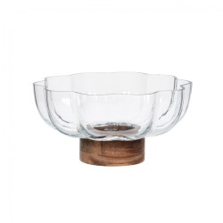 Bol en verre base bois