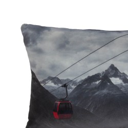 Coussin imprimé télécabine...