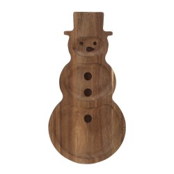 Plat bois bonhomme neige 34 cm