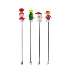 Coffret 4 piques metal noel