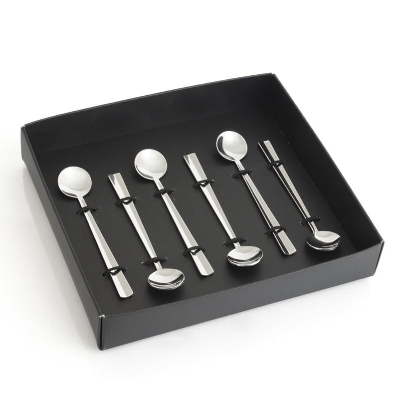 Set de 6 cuillères moka embout grains de café